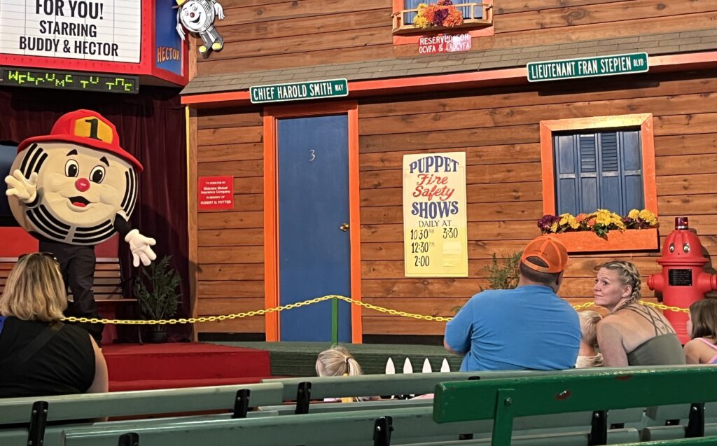 Hector the Smoke Detector performing for an audience at the Fire Prevention Bureau’s “Fire Safety for You,” at the New York State Fair on Aug. 28.