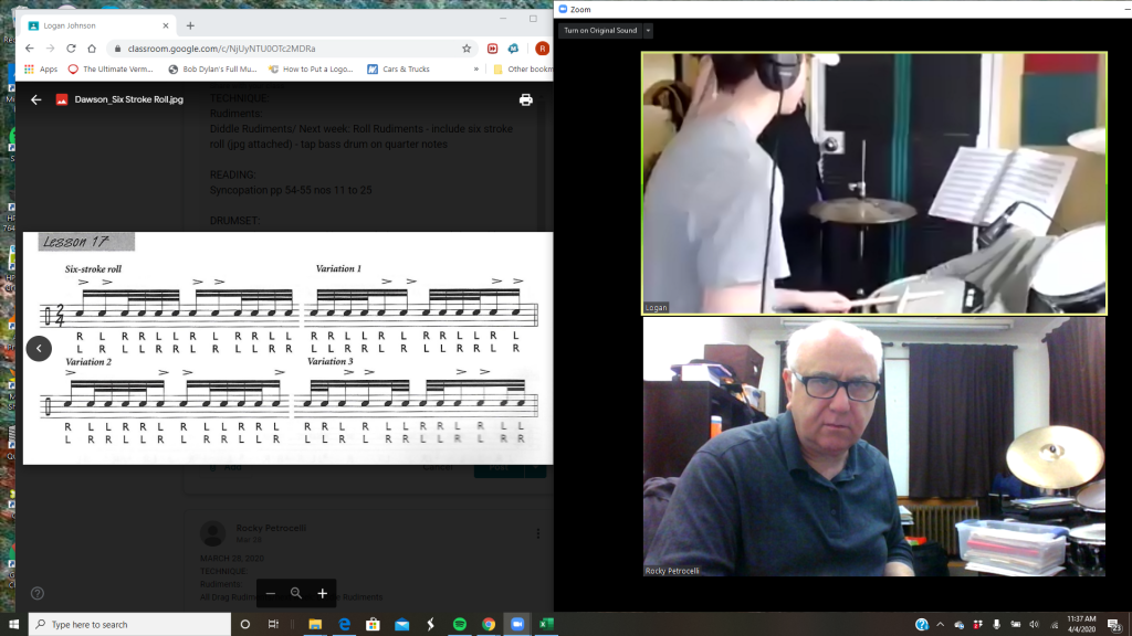 Rocky Petrocelli teaching a student via Zoom.