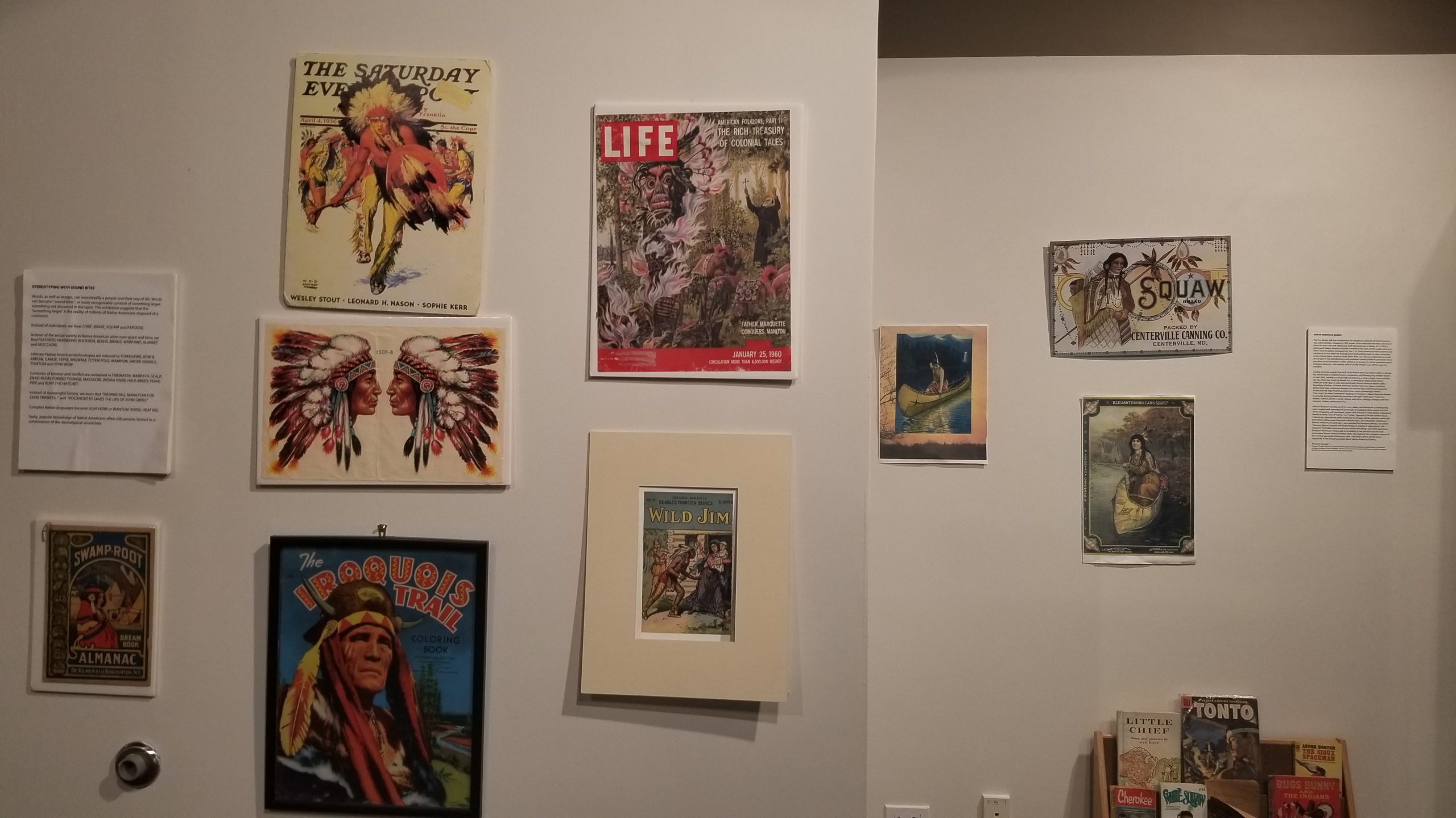 Mainstream Native American imagery displayed on the walls of the “Tonto Revisited” exhibit.
