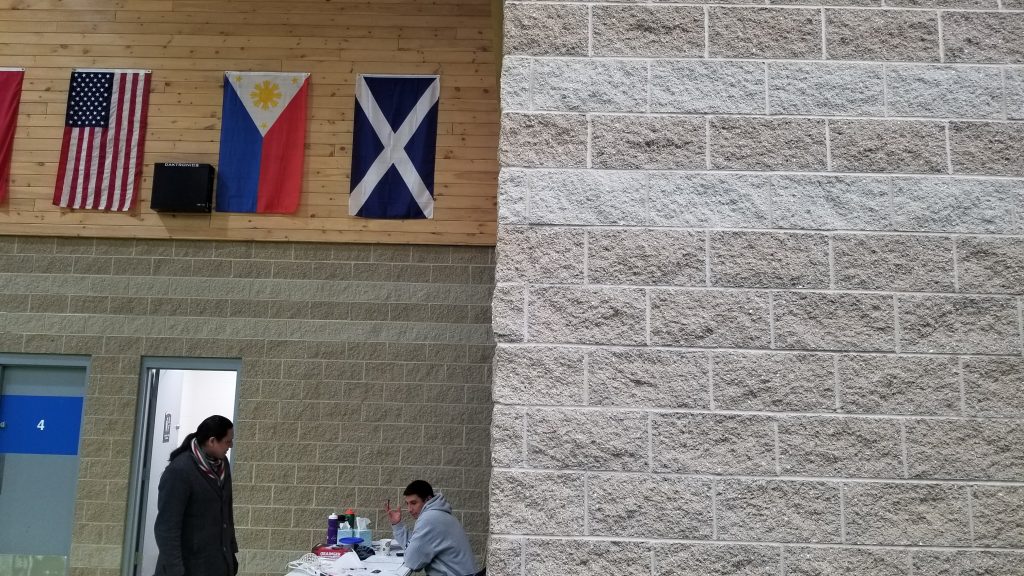The two parallel lines of Two Row Wampum belt are embedded in the architecture of the Onondaga fieldhouse and the Onondaga Arena.