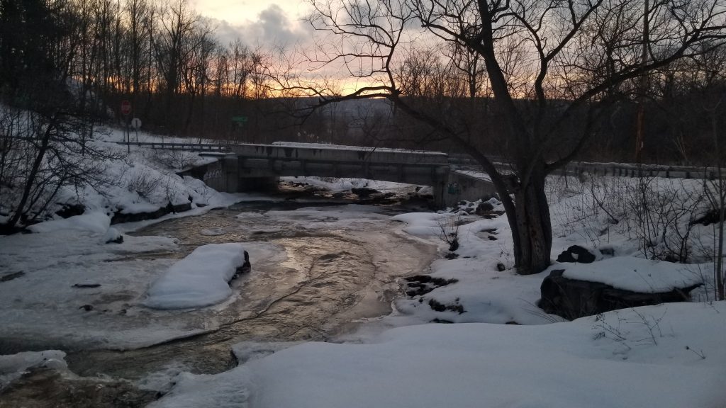 Hemlock Creek, near the bridge at the end of the road.