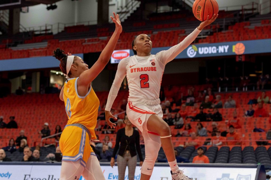 Syracuse guard Dyaisha Fair (2) goes for the basket against LIU on November 17, 2022.