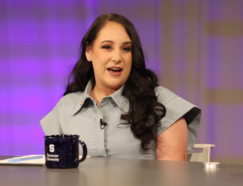 Candidate Kailee Buller responds during her debate with incumbent Rep. John Mannion (New York-22) at the Newhouse School of Public Communications studios on Oct. 5, 2026.