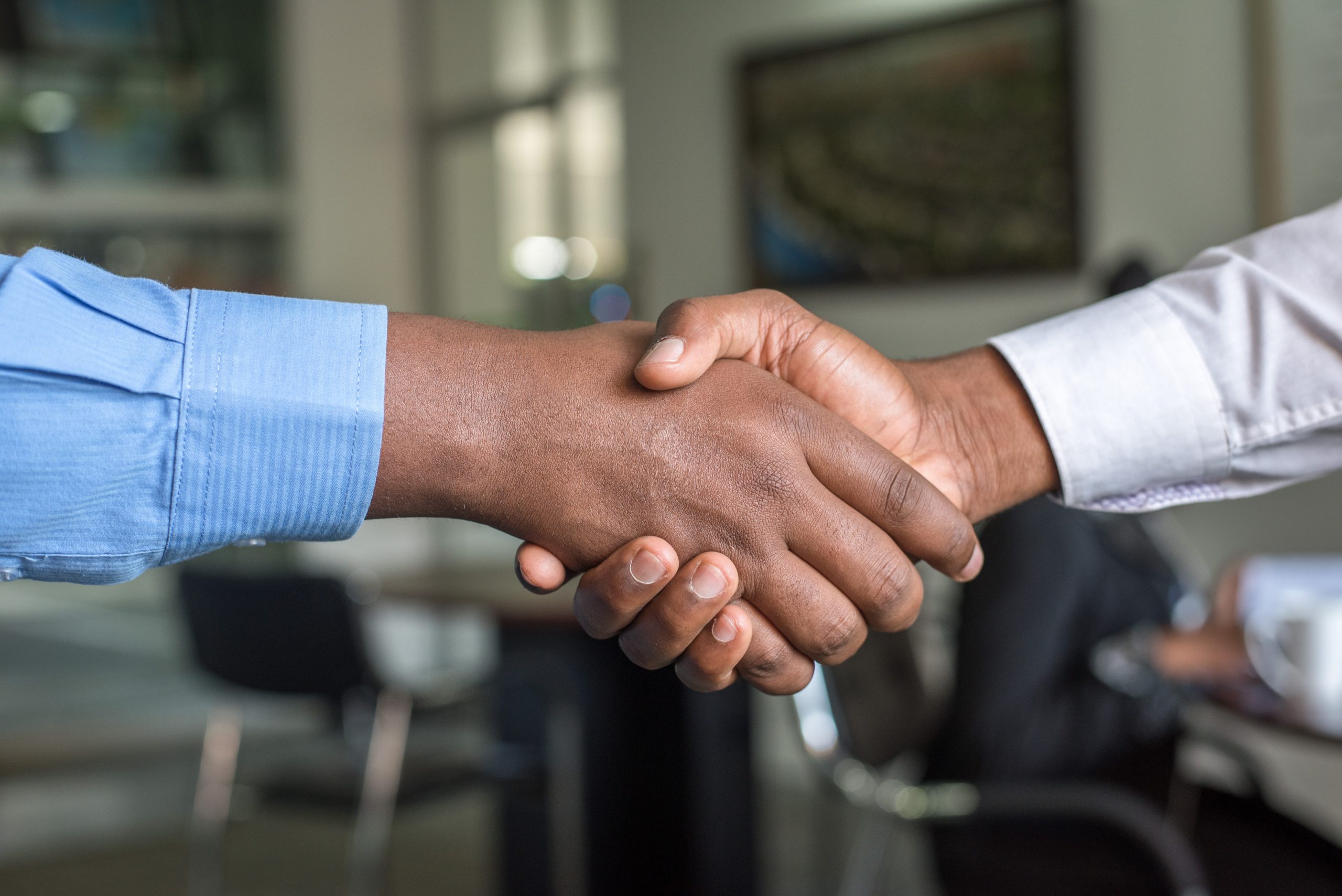 Shaking hands.