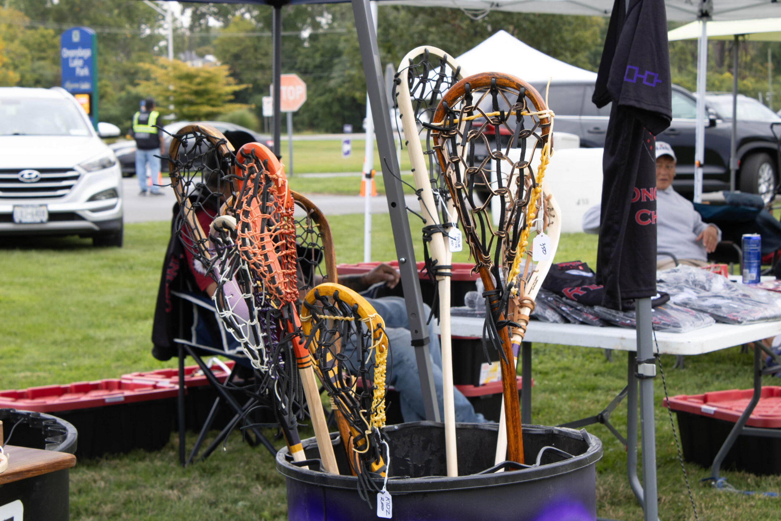 The Haudenosaunee Wooden Stick Festival and Randy Hall Masters Wood Stick Lacrosse Tournament took place at Onondaga Lake Park on September 13th and 14th. The event consisted of traditional Haudenosaunee wooden stick making demonstrations, tournaments, smoke dance competition and demonstration and traditional foods and crafters.
