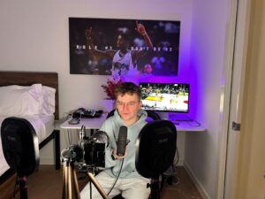 Ben Casalinho records himself in his bedroom/video studio for his YouTube channel.