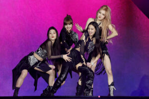 isoo, Lisa, Jennie, and Rosé of BLACKPINK perform at the Coachella Stage during the 2023 Coachella Valley Music and Arts Festival on April 15, 2023 in Indio, California.