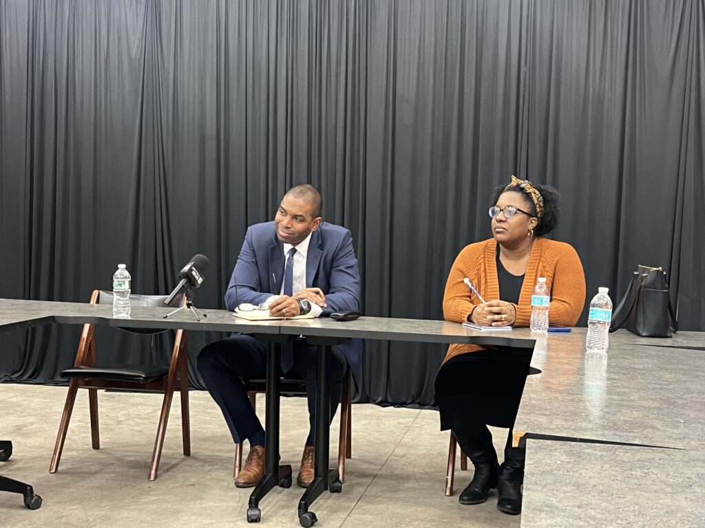 Antonio Delgado Listens to Community Members at Cafe Sankofa during State of the People tour