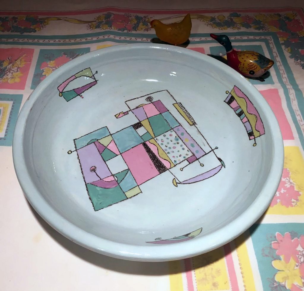 A decorated ceramic platter.