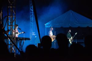 Performing at the New York State Fair, the name of the band, AJR, represents the three brothers’ names: Adam, Jack, and Ryan.