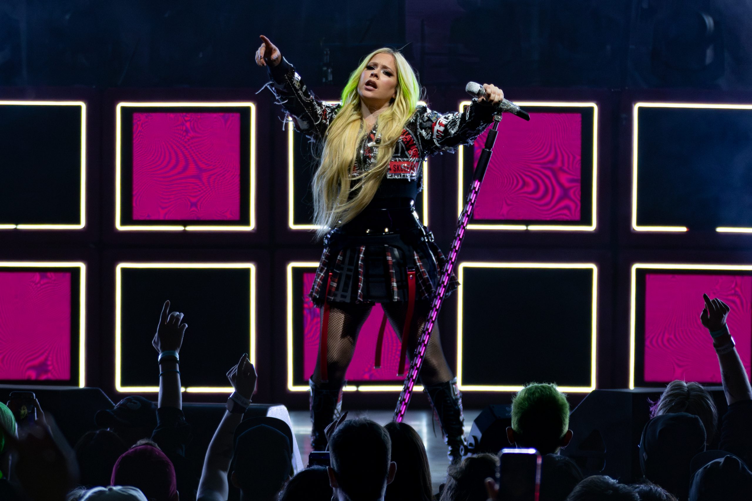 Avril Lavigne performs "Complicated" during the Greatest Hits Tour on Wednesday, May 28, 2025 at Empower FCU Amphitheater at Lakeview in Syracuse, N.Y. Photo by Kayla Breen.