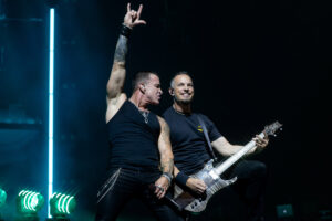Fans scream the lyrics to "Bullets" during the “Return of the Summer of '99 Tour” at the Empower FCU Amphitheater at Lakeview on Friday, July 11, 2025, in Syracuse, N.Y. Photo by Kayla Breen.