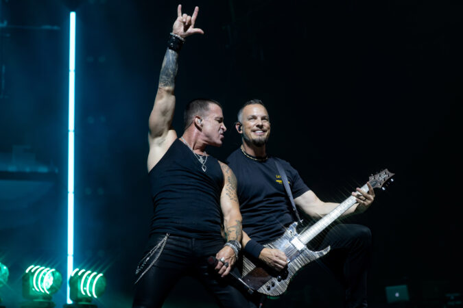 Fans scream the lyrics to "Bullets" during the “Return of the Summer of '99 Tour” at the Empower FCU Amphitheater at Lakeview on Friday, July 11, 2025, in Syracuse, N.Y. Photo by Kayla Breen.