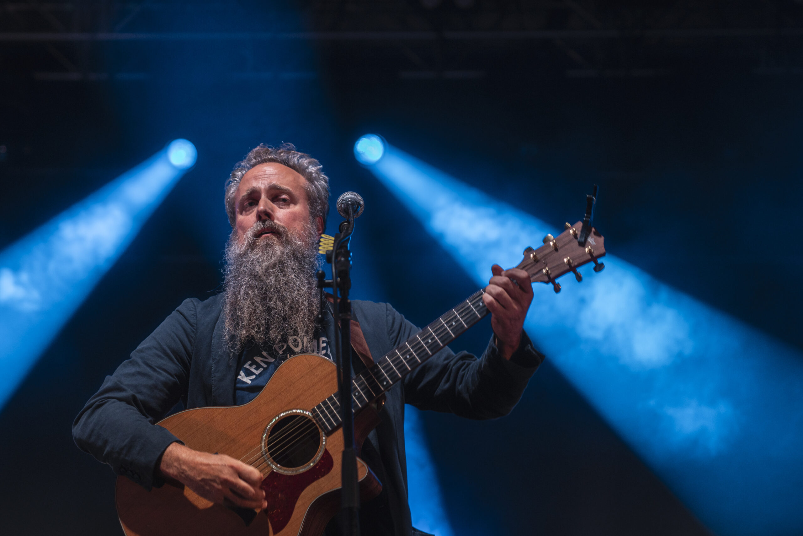 Sam Beam, the singer-songwriter behind Iron & Wine, performs Friday, June 25, 2025, at Beak & Skiff Apple Orchards in Lafayette, New York.