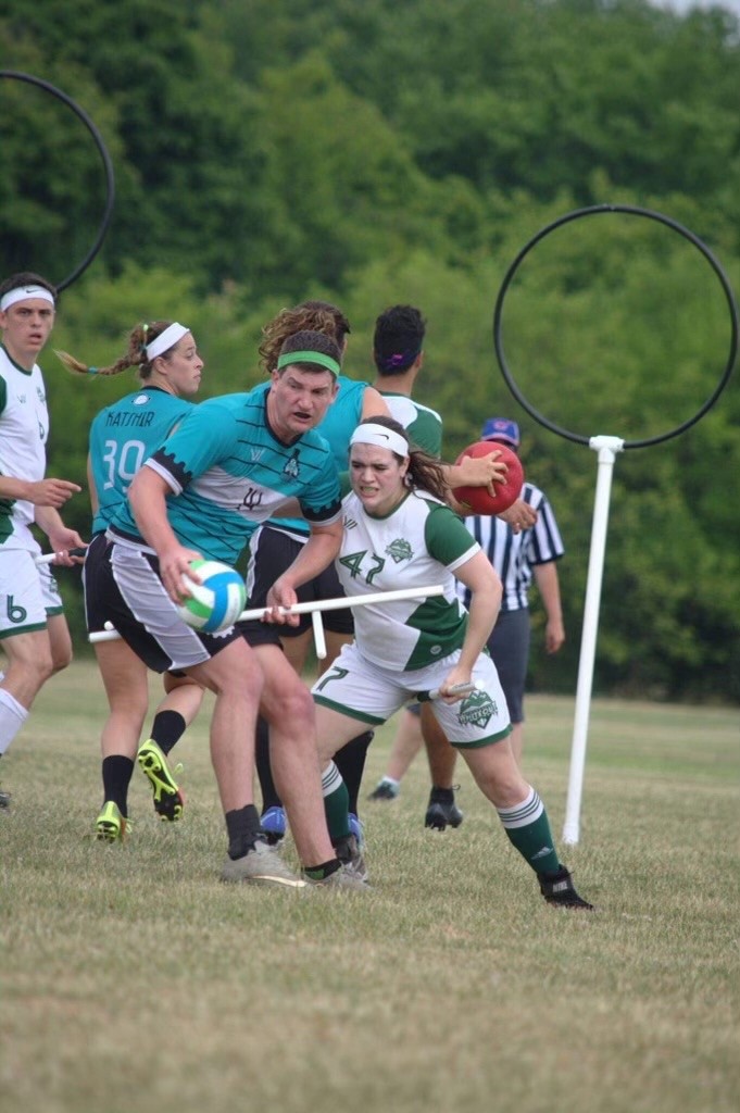 Alyssa Giarrosso fighting for the Quaffle.