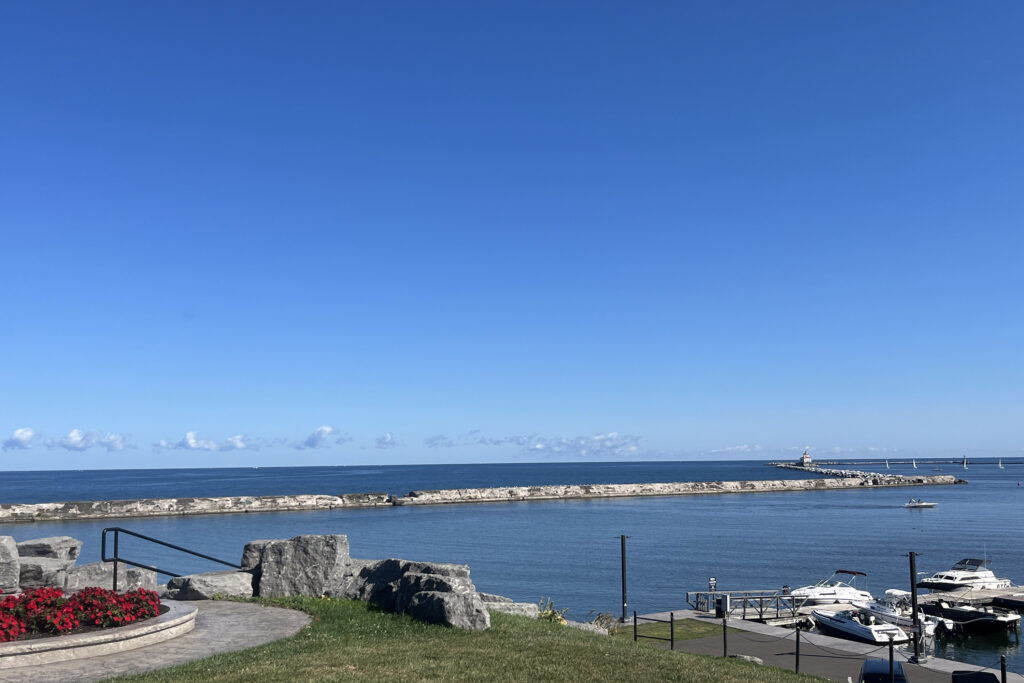 A view of Lake Ontario looking north from Oswego, New York, on Aug. 30, 2026.