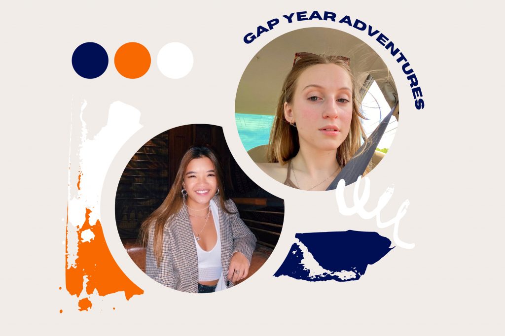 Two students featured surrounded in SU's colors
