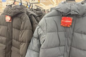 Jackets inside of Walmart on sale