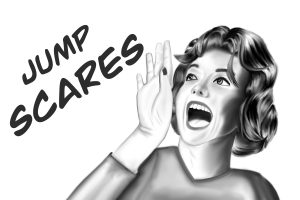 Jump scare art with words