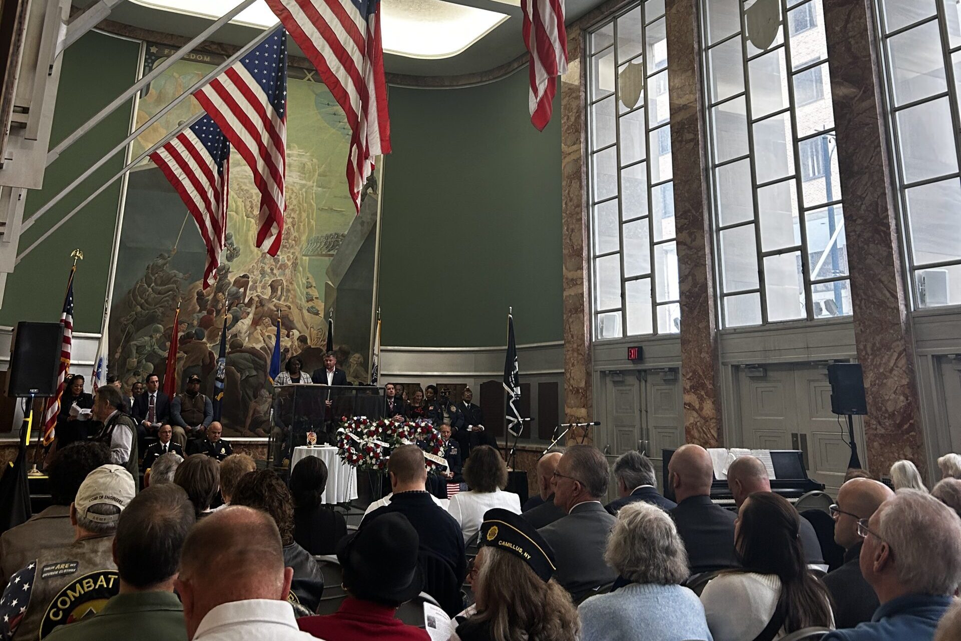 CNY residents gathered inside the Onondaga County War Memorial Hall for a ceremony to honor local veterans.
