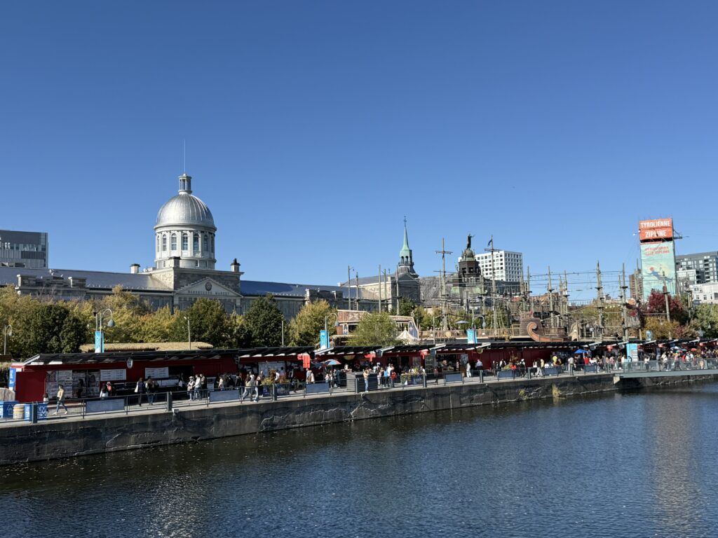 City skyline above water