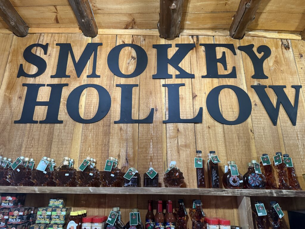 Bottles of maple syrup at the Smokey Hollow maple syrup farm.