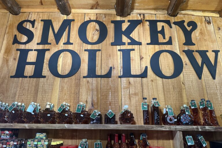 Bottles of maple syrup at the Smokey Hollow maple syrup farm.