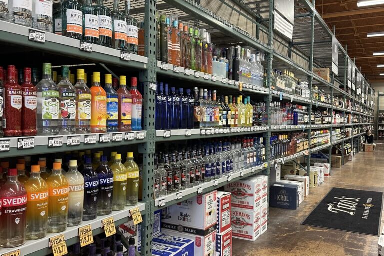 Local liquor store shelves