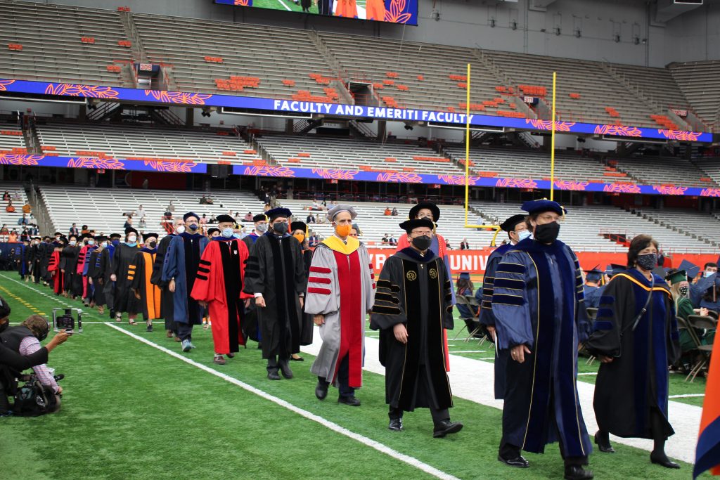 SU faculty proceeds in during the September 19, 2021 Commencement ceremony in the Dome on September 19th, 2021.