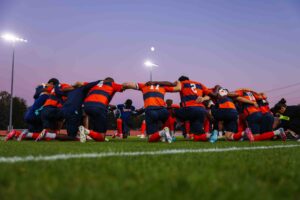 The Syracuse University Men's Soccer team faced off against Boston College on Friday, October, 3, 2025. The team came together before the game in prayer.