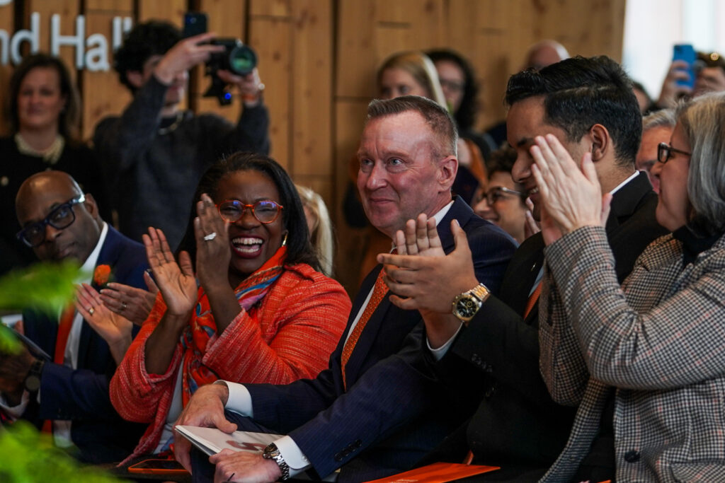 New Chancellor Elect J. Michael Haynie is introduced at the National Veterans Resource Center on Tuesday, March 3, 2026. (Photo by Jack Henry / Newhouse School)