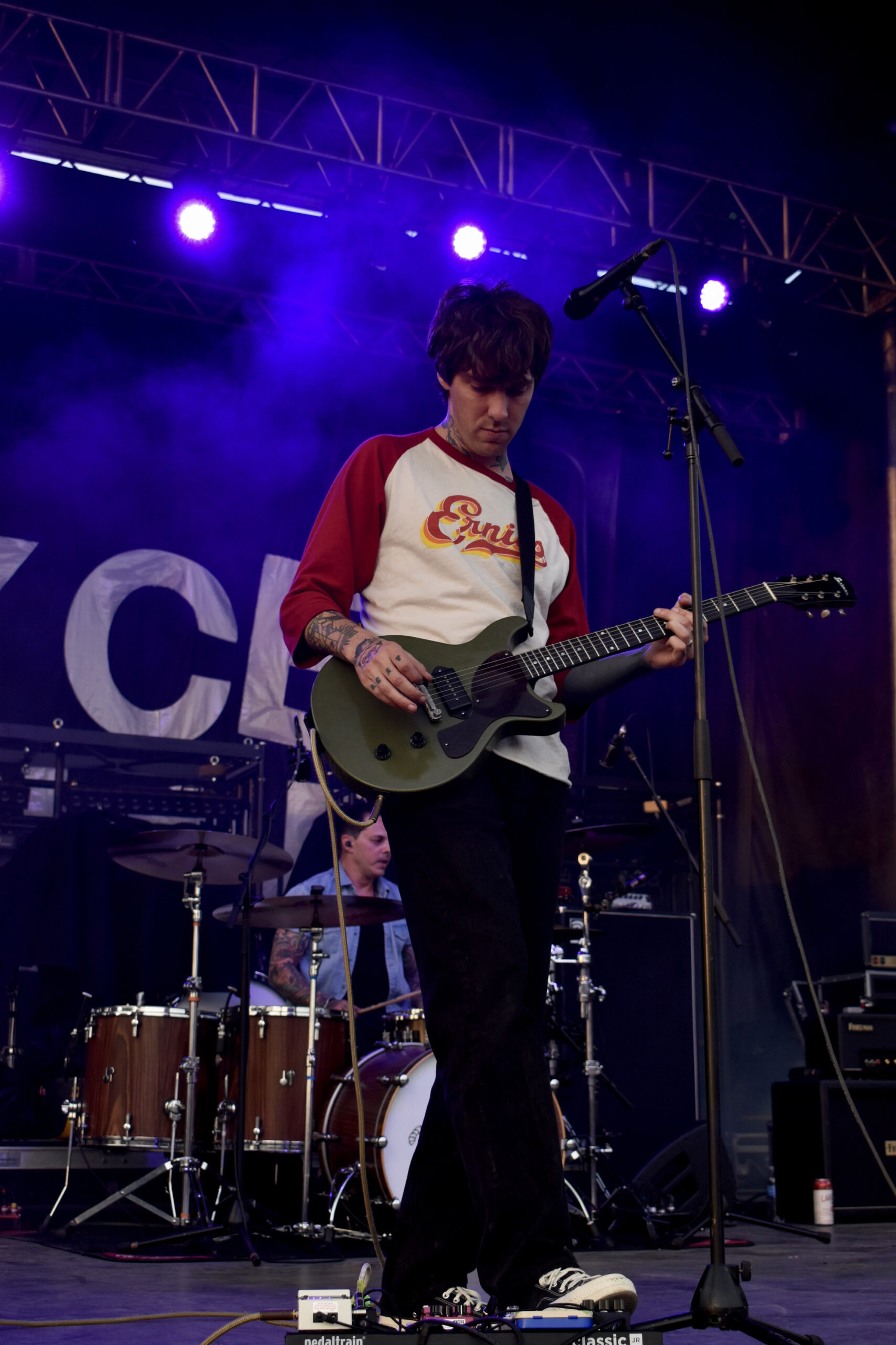 Joyce Manor lead singer and guitarist Barry Johnson playing at Beak & Skiff Apple Orchards in LaFayette on Friday, June 5, 2026.