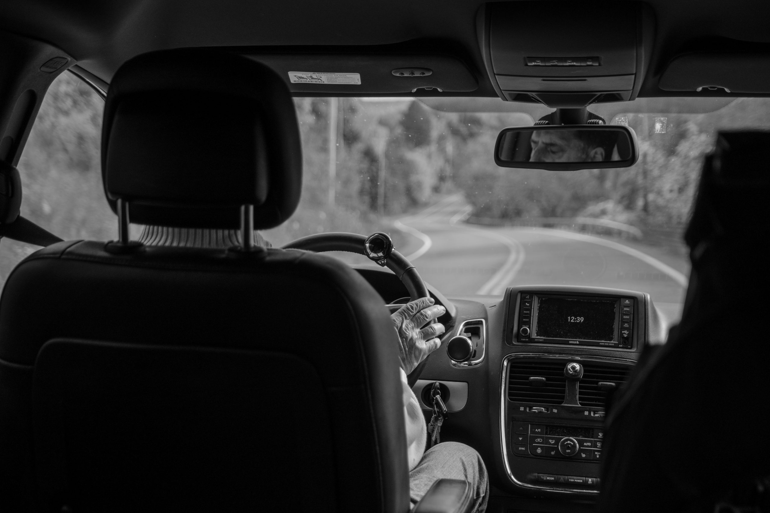 October 18th, 2020. Joseph Pagano drives to his son's house to visit his grandchildren and stay over for dinner. Because his van is ADA accessible and operated with hand controls, Pagano is able to drive despite his limited mobility.