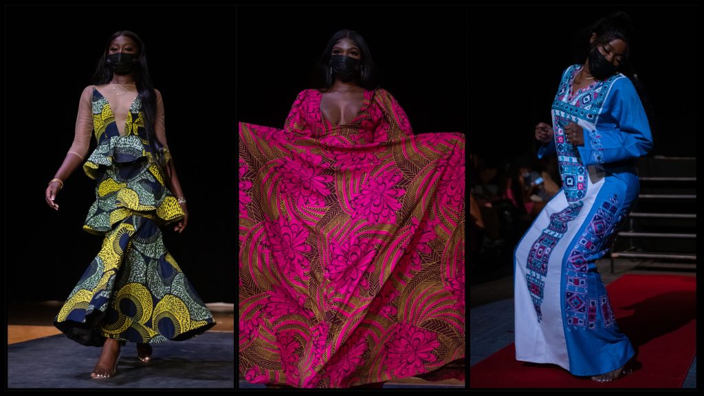 Models for the African Student Union's Met Gala-themed fashion show, Rip the Runway, on Sunday, Oct. 24, 2021