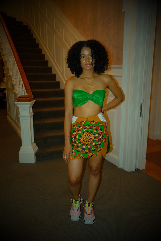 Nia-Patrice Lewis wears her Akua two piece on the runway.
