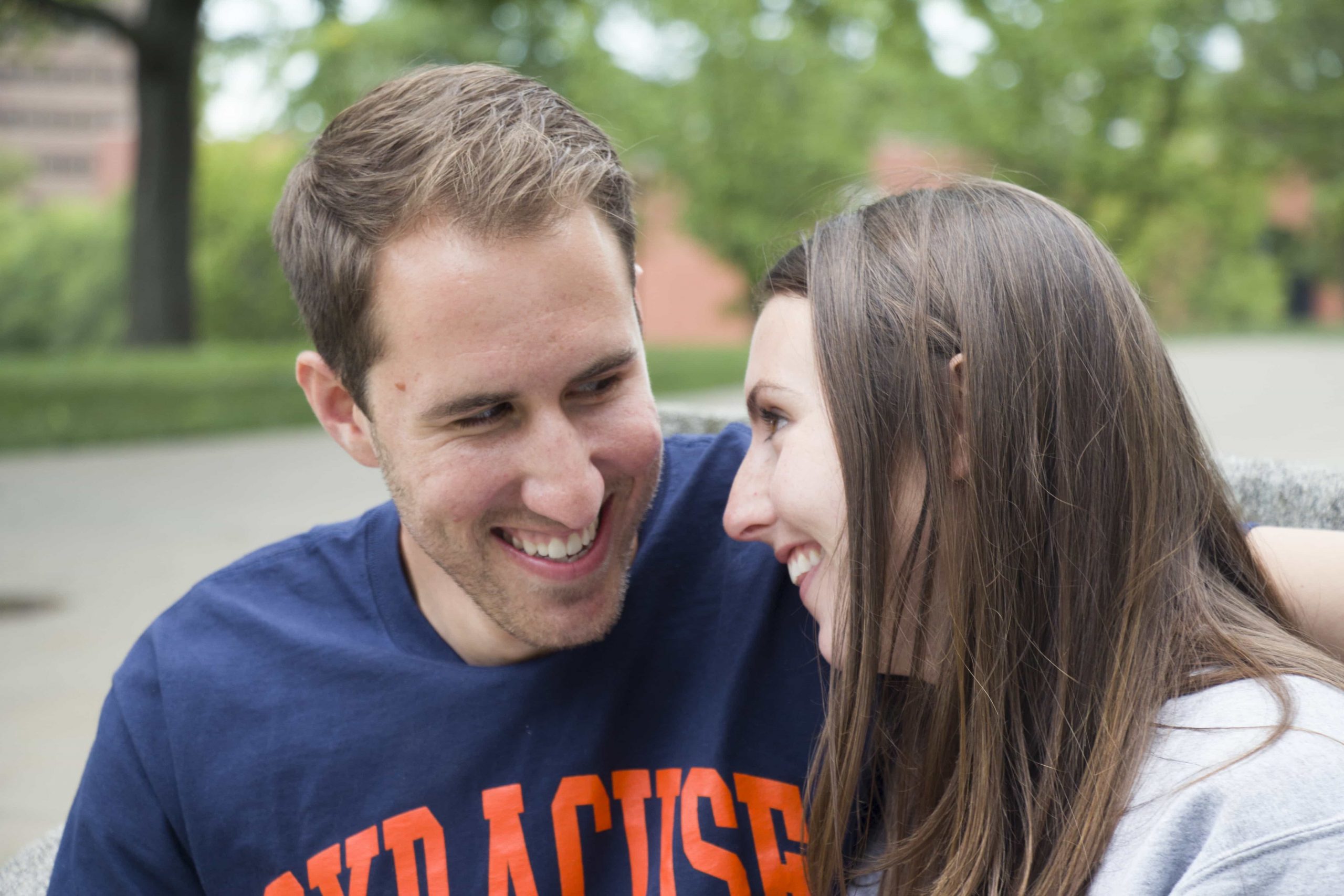 Carlie Thompson and Tom Rende share a moment on Sept. 8, 2018 at the Kissing Bench.