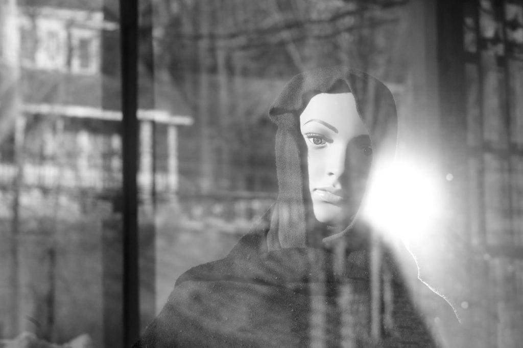 Photography graduate student Renée Deemer produced this image for a photo course of Celeste, her mannequin, who she acquired to help with school projects.