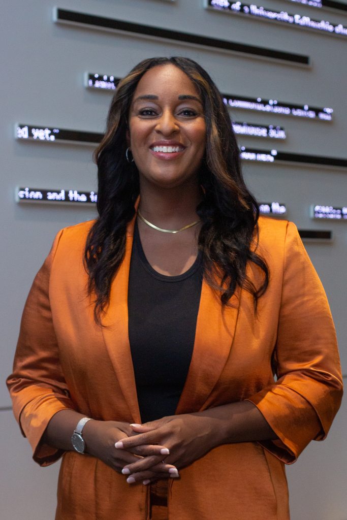 Natasha Alford poses for a portrait before her talk in Newhouse's Herg Auditorium on Wednesday, September 22, 2021. Alford is vice president of digital content and a senior correspondent at TheGrio as well as a political analyst for CNN. Her talk,
