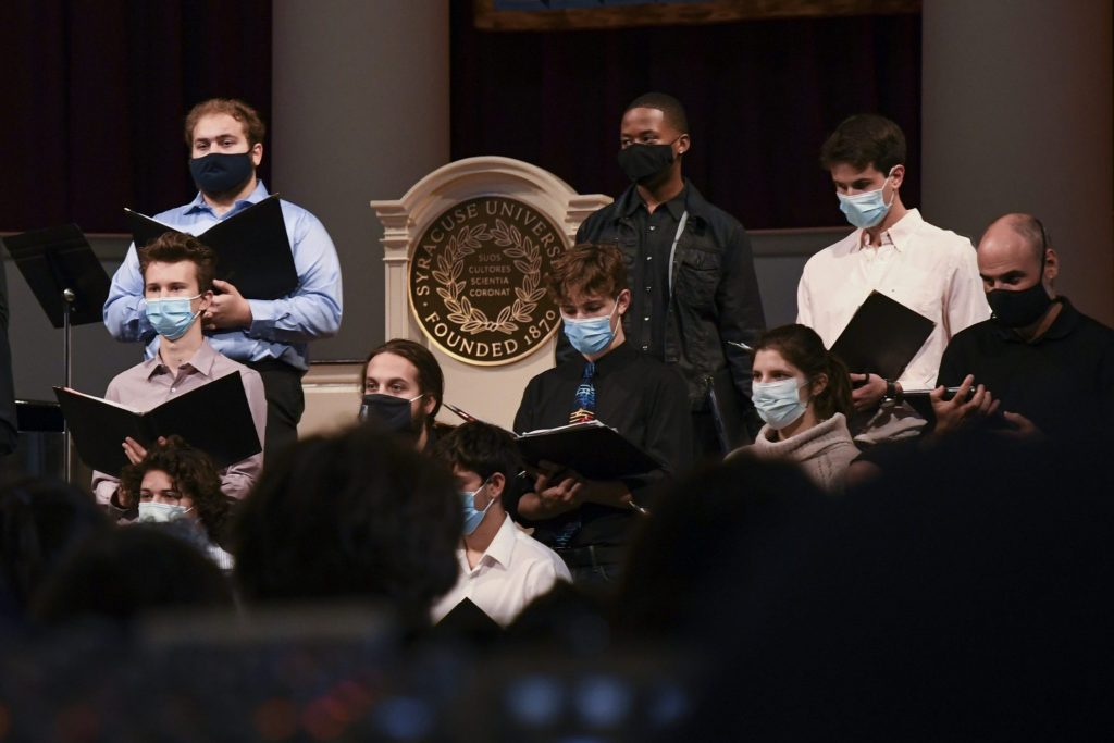 Choir performs at the Music and Message event of Remembrance Week in Hendricks Chapel on Oct. 17, 2021. (Photo by Nick Robertson)
