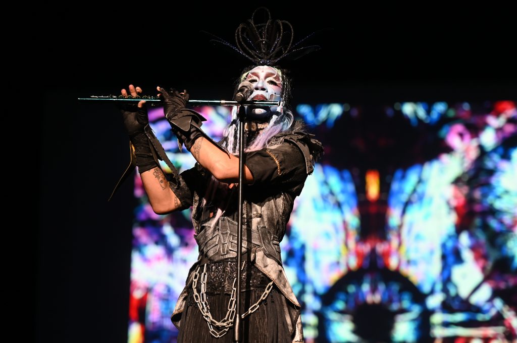 Maxi Glamour performs live during Pride Union's 20th Annual Drag Show Finals in Goldstein Auditorium at Syracuse University on March 10, 2022. (Photo by Emma Vallelunga)