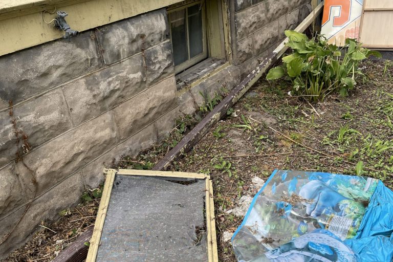 The suspected place of entry for burglars at the University Neighborhood home.