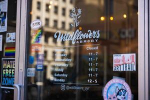 Entrance to Wildflowers Armory in downtown Syracuse