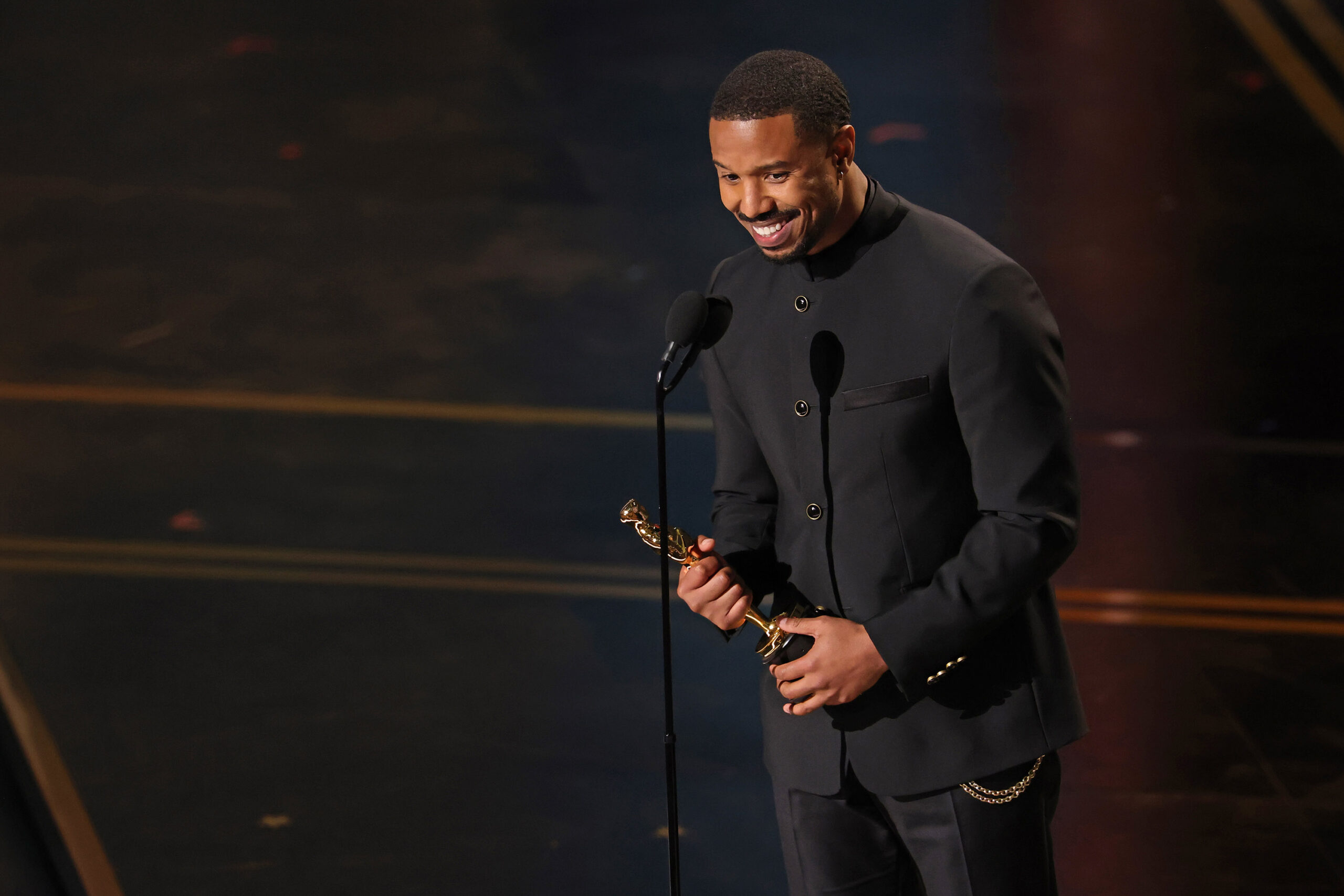 Michael B. Jordan accepts the Actor in a Leading Role award for "Sinners" onstage during the 98th Oscars at Dolby Theatre on March 15, 2026 in Hollywood, California.