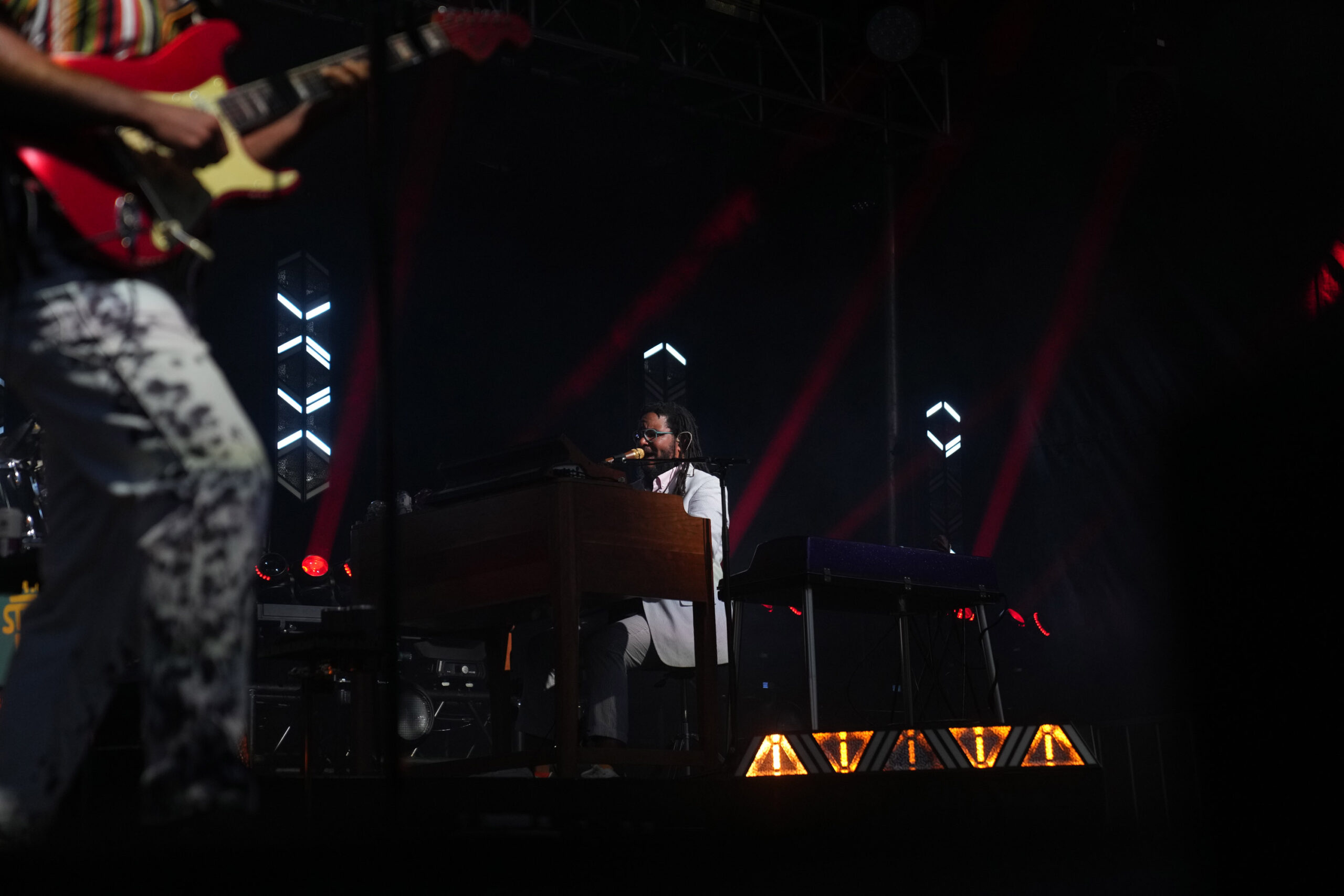 Keyboardist Akie Bermiss performs at Beak & Skiff Apple Orchards in LaFayette, New York, on Wednesday, Aug. 5, 2026 .