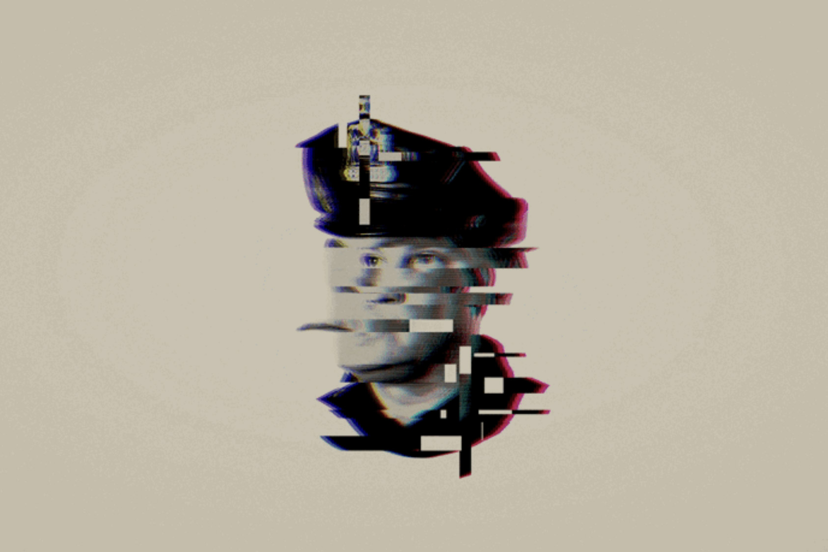 Shielded by Consequences series Illustration of police officer distorted
