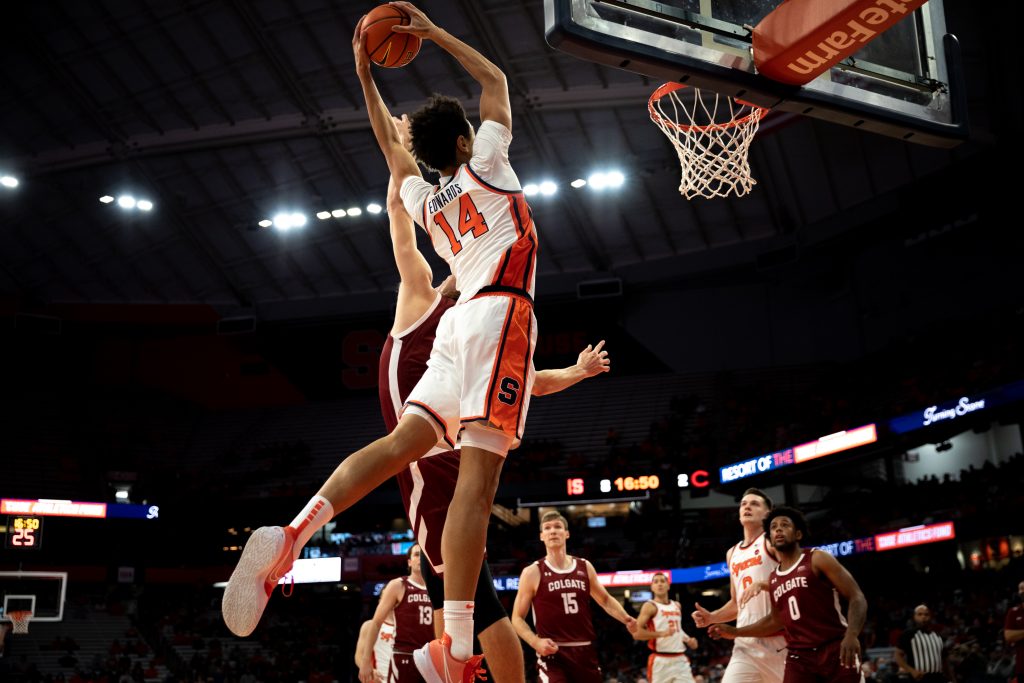 Syracuse's Jessie Edwards goes for dunk early in the Orange's Nov. 20, 2021, loss in the Dome.