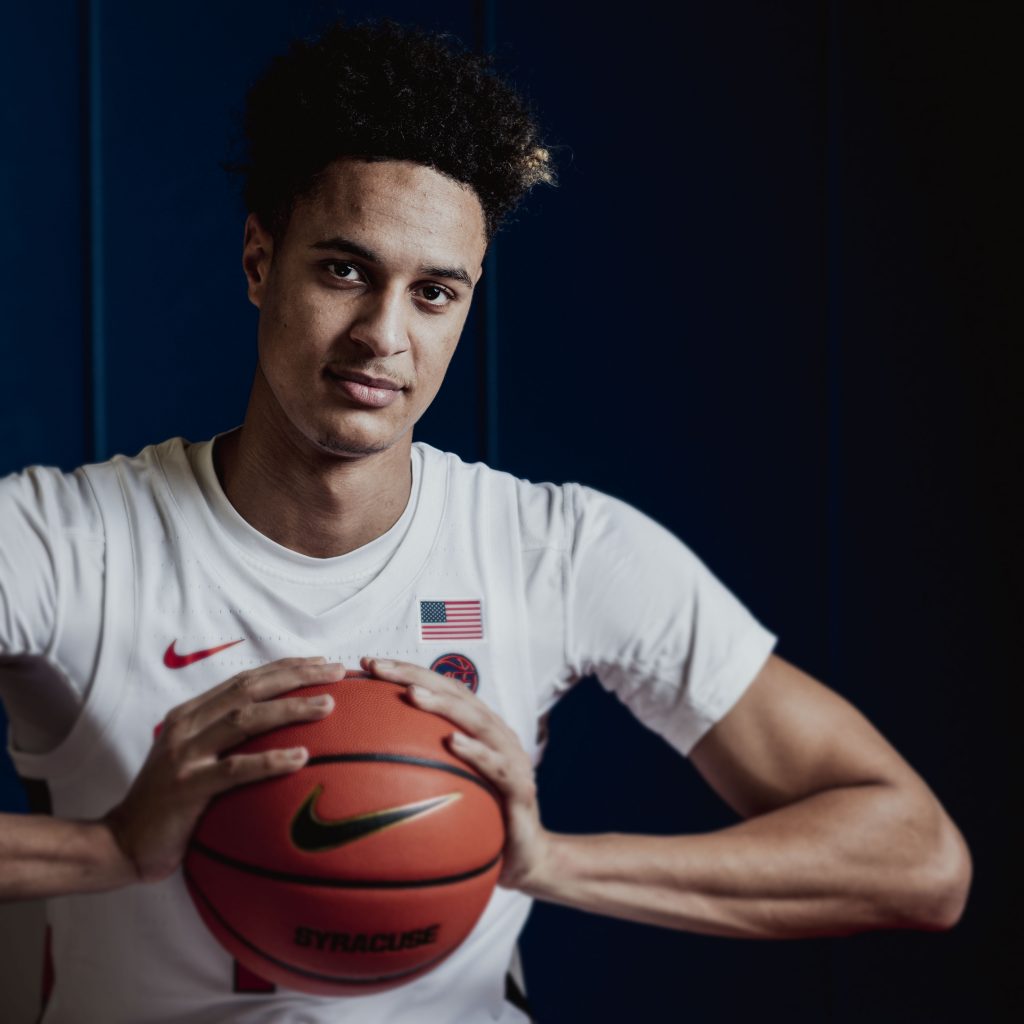 Center Jesse Edwards poses for a portrait during the men's basketball media day on October 22nd, 2021.