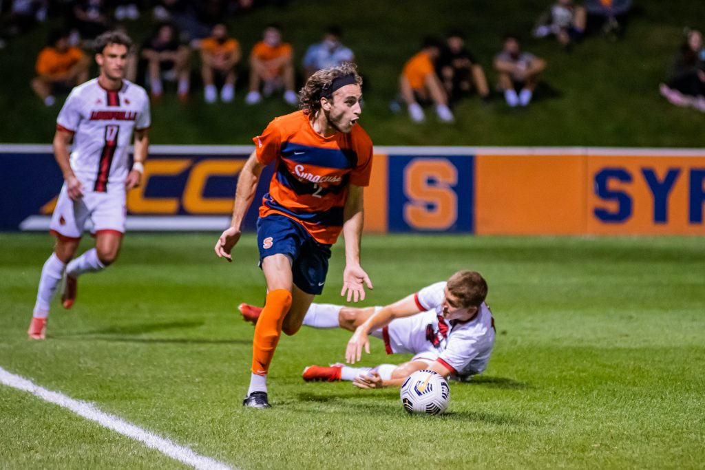 Syracuse's Christian Curti (2) looks to take advantage of open space in the midfield.