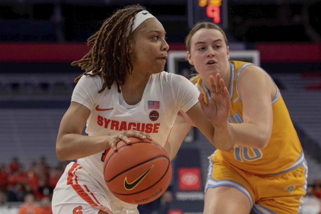 Cheyenne McEvans (12) looks to score against LIU Thursday night at the Dome.