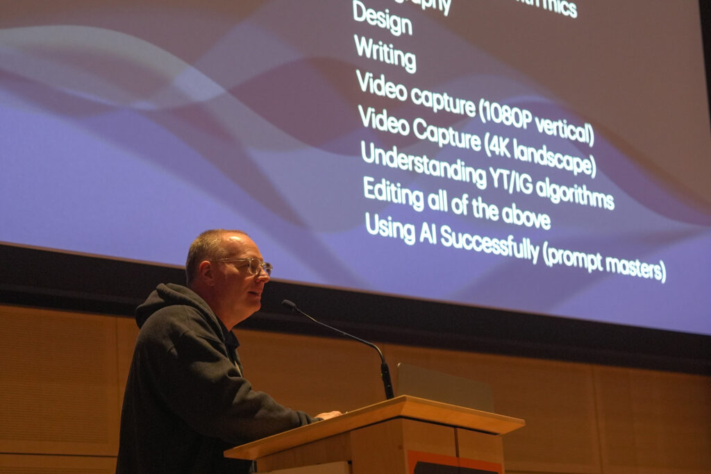 Sony Artisan of Imagery Patrick Murphy-Racey presents at the Sports Photography Up Close conversation on Thursday, September 4, 2026 at the Hergenhan Auditorium.